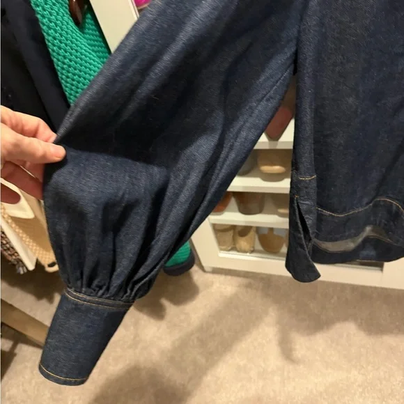 Zimmermann Dark Blue Appliquéd Denim Shirt - Picture 6 of 7